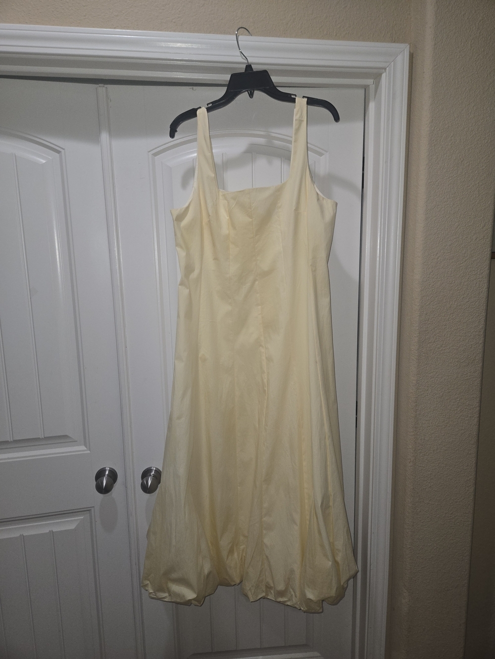 ZARA Elegant Yellow A-Line Dress with Square Neck Bubble Hem Size  XL EUC